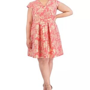 Vince Camuto Metallic Jacquard Fit & Flare Dress NWT
